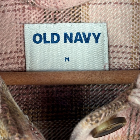 OLD NAVY Women's Utility Jacket Shacket Sz M Pink Plaid Long line Outdoor Soft - Picture 6 of 11